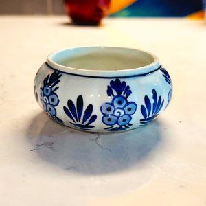 Vintage Antique Blue and White Delft Round Hand-painted Trinket Dish